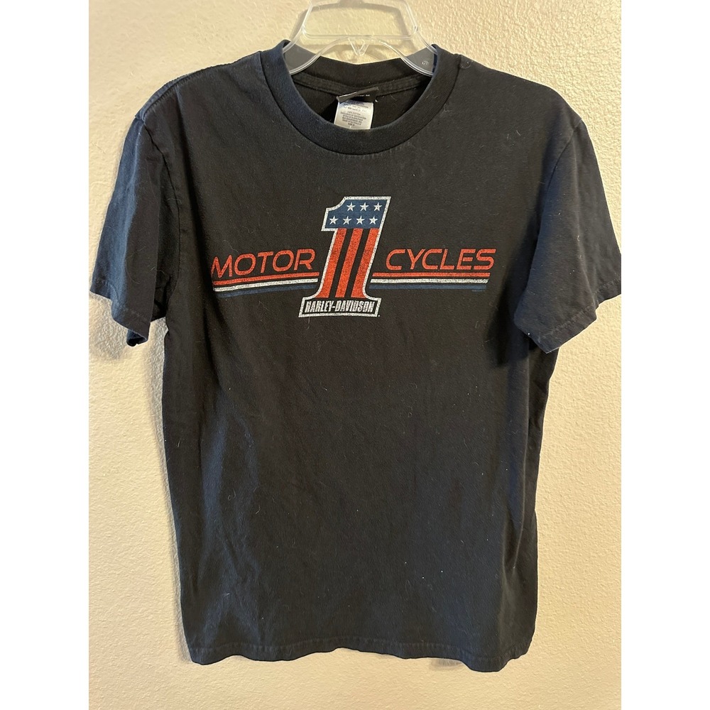 Harley Davidson Motorcycles Graphic T-Shirt Black Number One Patriotic